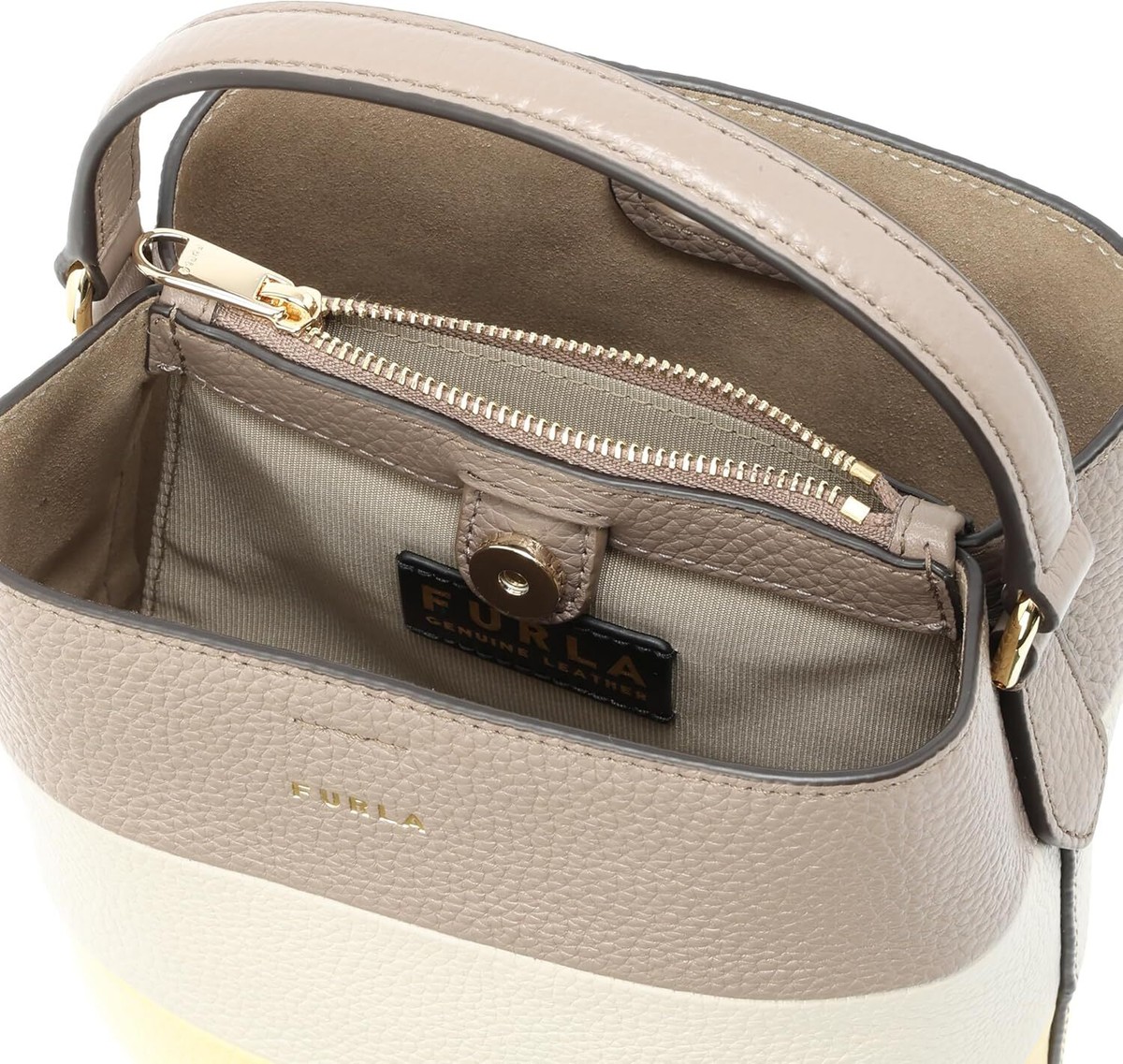 FURLA DANAE Mini Bucket Bag WE00495 BX1423 POP CORN+PERLA e+
