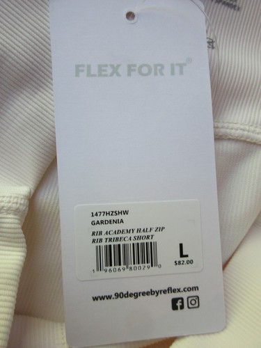 REFLEX 90 DEGREE SIZE L RIB TRIBECCA SHORTS NWT GARDENIA CREAM COLOR W/POCKETS - Picture 7 of 11