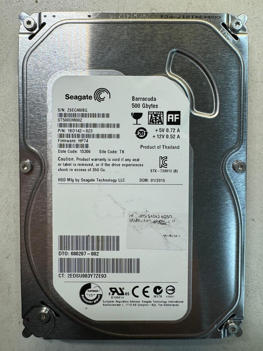SEAGATE ST500DM002 1BD142-023 500GB Firmware HP74 Code 15306 SATA