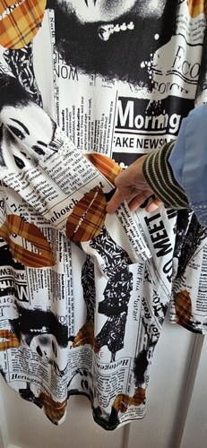 VTG URBAN ROSE hot lips newspaper print tall neck dress women Sz 1X USA MADE - Picture 8 of 10