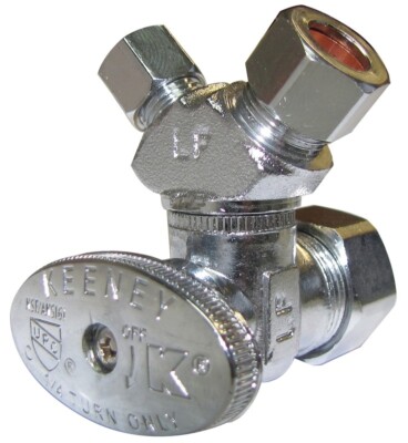 NEW Plumb Pak PP2904VLF Chrome DUAL STOP Valve 5/8 x 3/8 x 1/4 in Compression