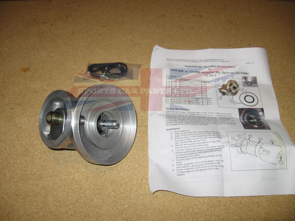 Nuevo adaptador de filtro de aceite giratorio para Triumph TR6 y TR250 con filtro de marco Foto 3 de 4