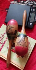 Pair of Vintage Wooden Maracas Used 