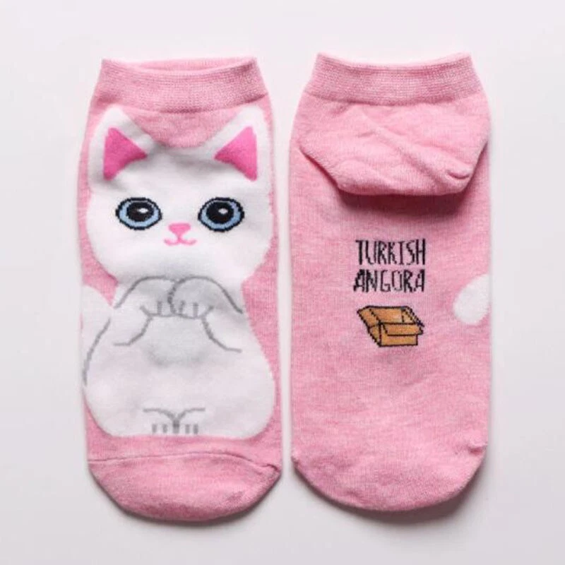 5 Pairs/ Set Women's Cartoon Cute Cat Ankle Socks Breathable Perfect forEveryday - Image 2 of 4