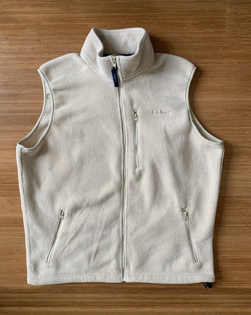 LL BEAN Fleece Sweater Vest Size Men’s Tall Medium, Beige Classic Pull