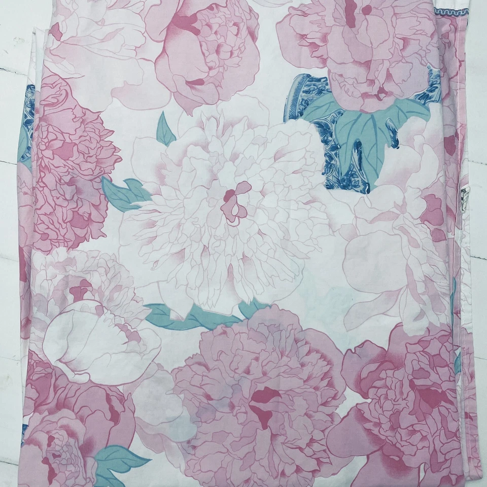 Sábana Plana De Colección JP Stevens No Iron Queen Shabby Chic Estampado Peonía Floral Algodón Foto 2 de 4