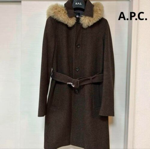 A.P.C. Women's Wool Coat Brown Alpaca Size S JAPAN USED - Picture 3 of 17