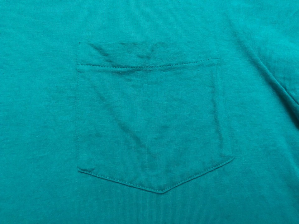 VINTAGE 1980's JOCKEY POCKET T SHIRT MENS MEDIUM GREEN 80's BLANK M e