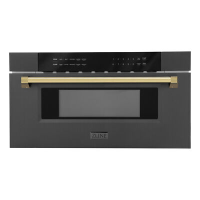 NEW ZLINE 30'' MICROWAVE DRAWER 1.2 CU FT BLACK STAINLESS GOLD ACC MWDZ-30-BS-G
