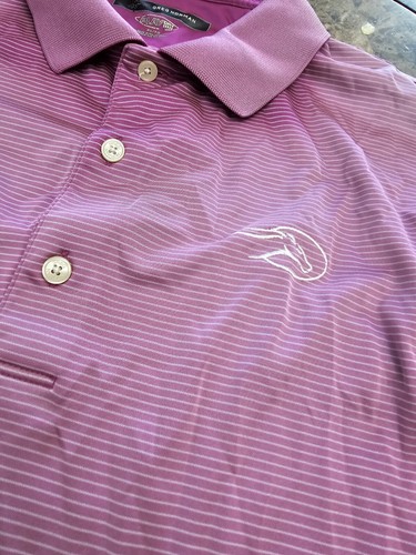 Polo golf Greg Norman Play Dry viola a righe uomo taglia XL manica corta - Foto 2 di 5