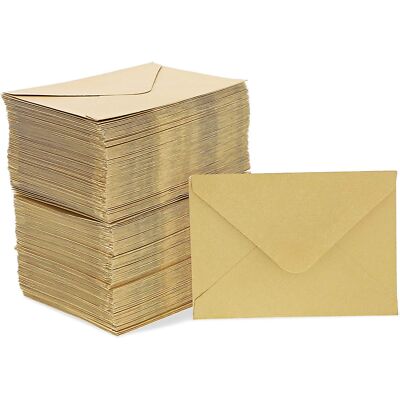 200x Gold Mini Gift Card Holder Envelopes for Greetings Wedding Birthday 4x2.7''