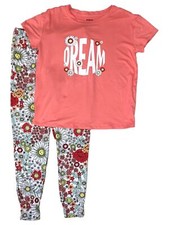 Womens Peach Paisley Floral Dream Pajamas Joggers  T-Shirt Sleep Set