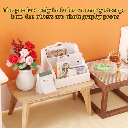 1:12 Dollhouse Miniature Desktop Storage Rack Organizer Box Bookshelf Home Decor - Photo 7/15