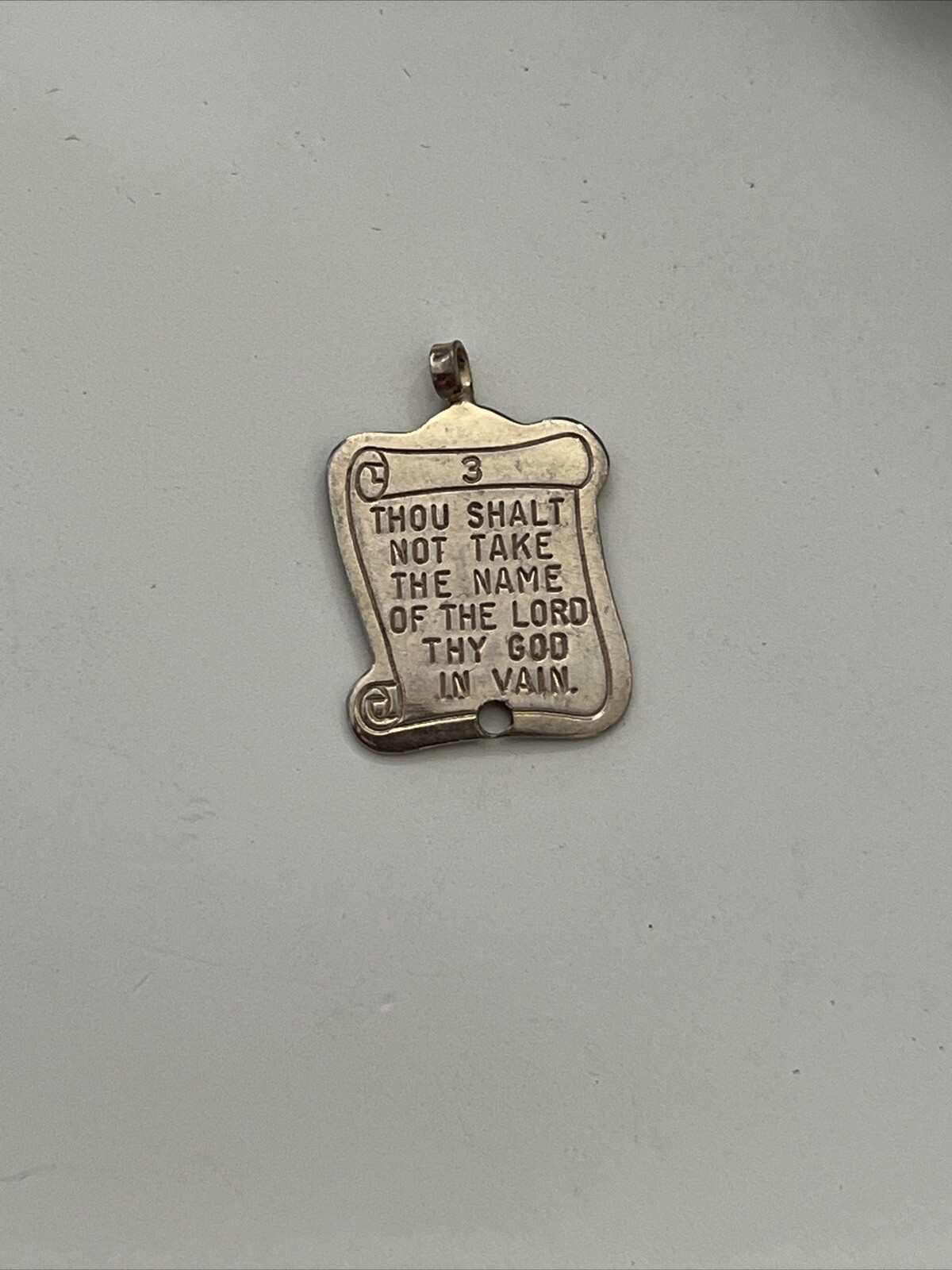 3rd commandment, scroll, charm, silver tone shall… - image 1