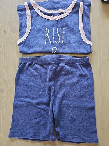 New Rae Dun Girls Cotton Pajama Navy Pink Rise&shine Cotton Short Sleeve Short 8 - Picture 5 of 7