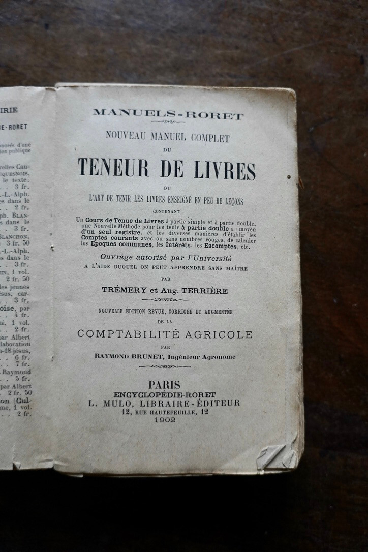 MANUEL DU TENEUR DE LIVRES ou l'art de tenir les livres RORET 1902