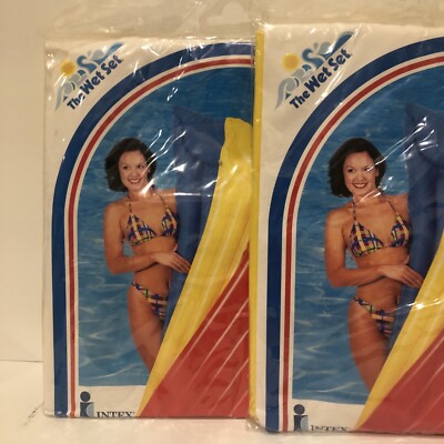 INTEX Wet Set Collection メッシュラウンジ　青＆黄2個 2 INTEX THE WET SET YELLOW SWIMMING POOL LOUNGER FLOATIE FLOAT