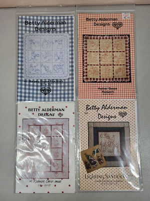 Lot of 4 Betty Alderman Designs Embroidery Quilt Patterns