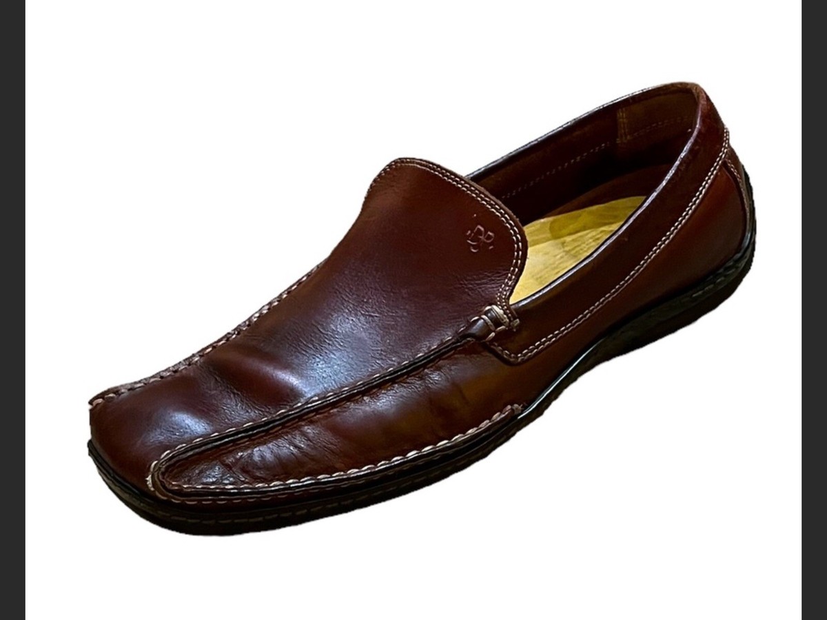 Donald Pliner Brown Leather Casual Slip On Driving Loafers  display picture 1