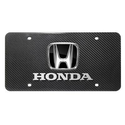 #ad Honda 3D Black Logo Dual 100% Real Carbon Fiber License Plate $56.99
