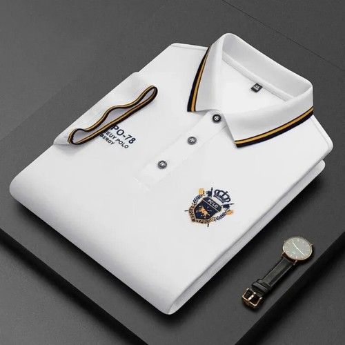 Polo uomo ricamata nuova maglietta estiva manica corta lusso bavero top - Foto 22 di 26