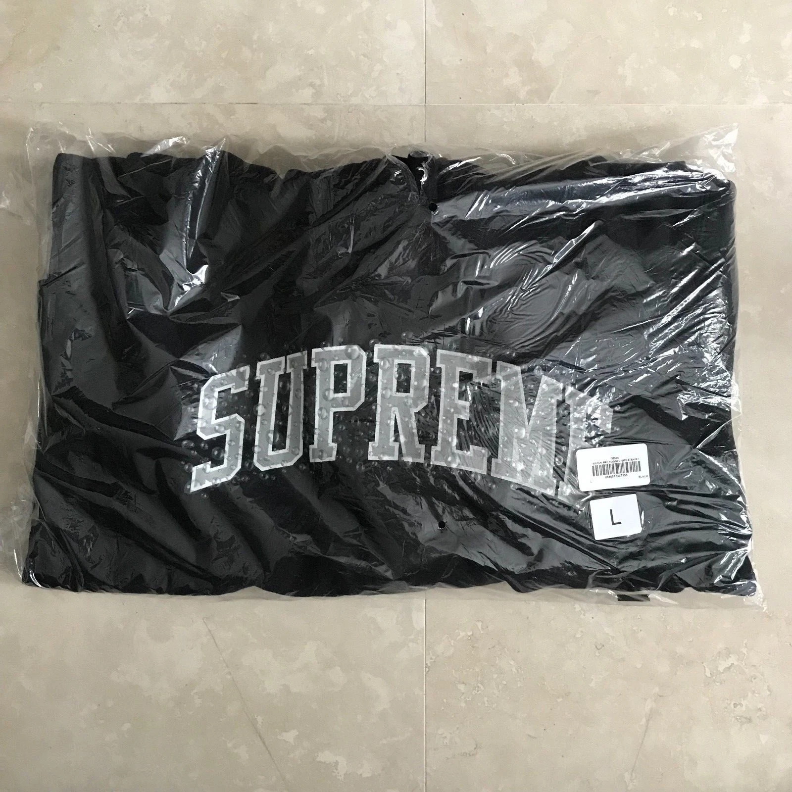 Sweat à capuche noir SUPREME Water Arc taille L neuf Mark Gonzales