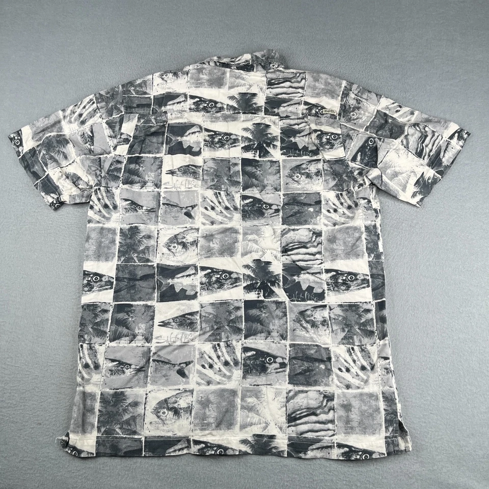 Camisa Salt Life gris mediana estampado de peces informal con botones manga corta para hombre Foto 4 de 4