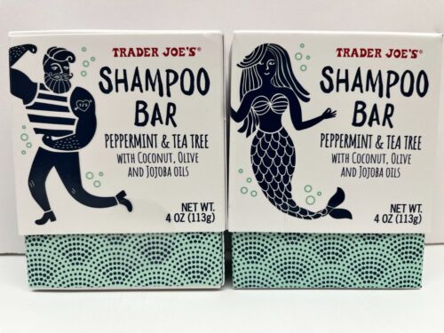 2-pak Trader Joe's Shampoo Bar - Mięta pieprzowa i olejek z drzewa herbacianego 4 uncje każdy FABRYCZNIE NOWY - Zdjęcie 1 z 1