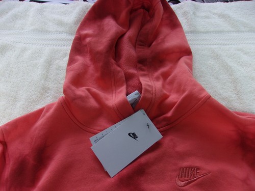 NWT Nike hooded cotton blend pullover, Kids S, L, or XL, tie dye orange, $60 - Picture 4 of 6