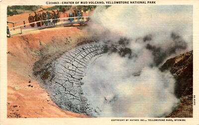 Vintage Yellowstone Mud Volcano Postcard - 1898 Eruption