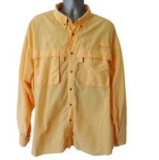 L.L.Bean Fly Fishing Shirt Mens XXL Yellow Vented Roll Tab Sleeve Nylon Outdoor