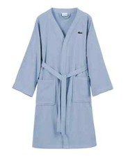 Lacoste Home Logo Patch 100% Cotton Pique Bath Robe Sky,One Size.