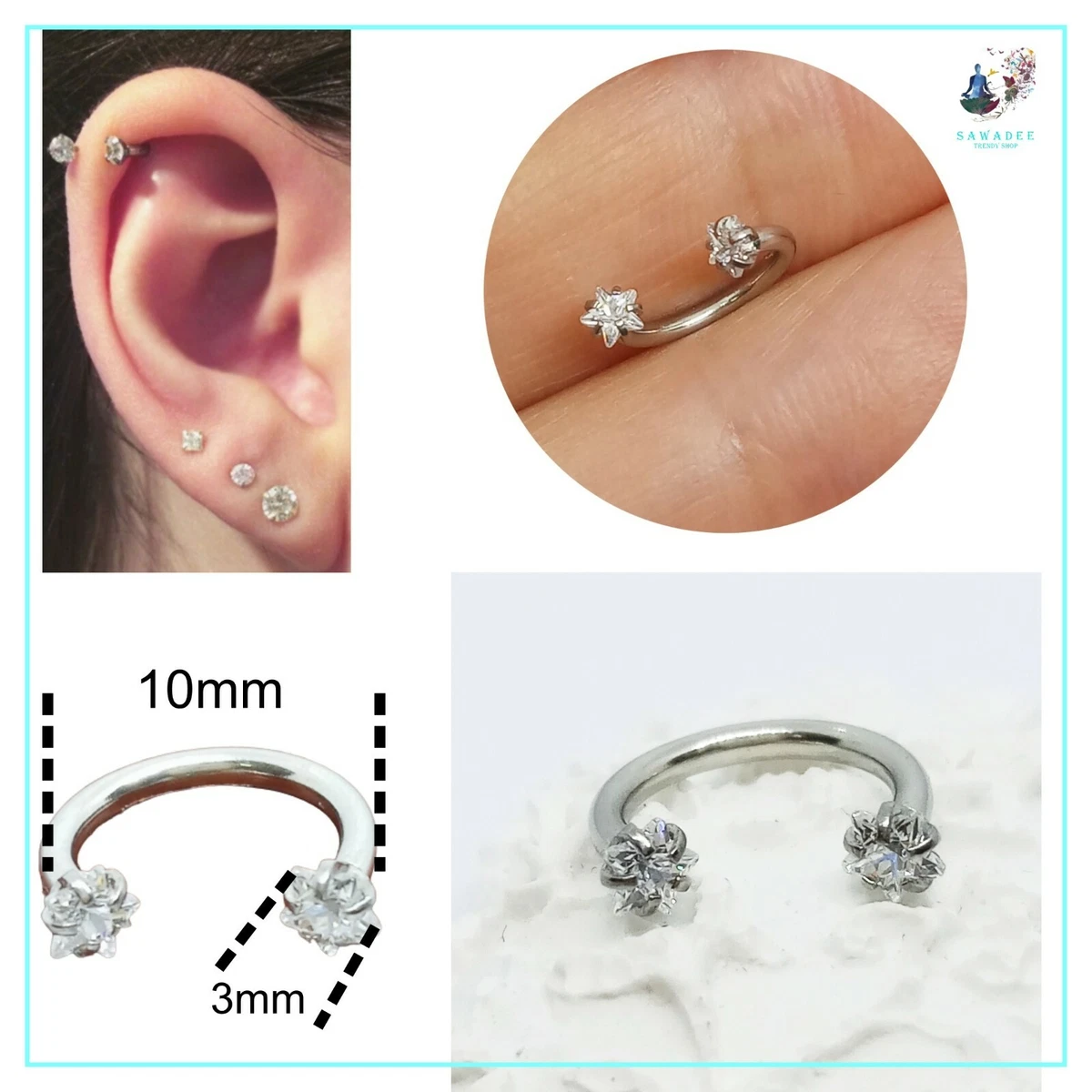 Piercing Ferro Di Cavallo 48 Varianti Effetto Epossidico Petto Naso - Foto 7