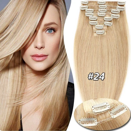 100% Echthaar Clip In Remy Haarverlangerung Extensions Glatt 8 Tressen Dick Lang - Bild 10 von 37