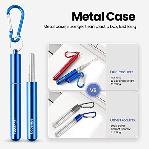 4 Pack Portable Reusable Metal Straw Collapsible Stainless Steel Drinking Straw - Picture 3 of 7
