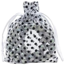 100pack 3x4 In Sheer Organza Gift Bags With Drawstring small Polka Dot white/
