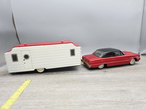 Vintage Bandai 1961 Ford Falcon Cragstan Camper Tin Friction Car House READ - Picture 18 of 24