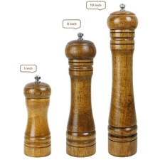 Cooking Salt & Pepper Grinder Hand Movement Oak Wood Pepper Mill Kitchen Tool