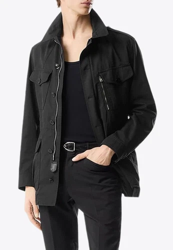 TOM FORD MILITARY COTTON JACKET BLACK $4290 RETAIL SIZE 50EU/40US - product listing photo