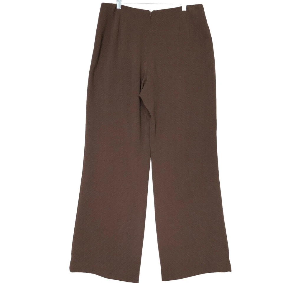 Pantalones Yansi Fugel Mujer Talla 12 Marrón Punto Suizo Pierna Ancha Completamente Forrados Foto 2 de 4