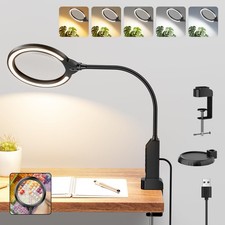 Magnifying Glass with Light and Stand, 15X 8X Lamp 10X, Black