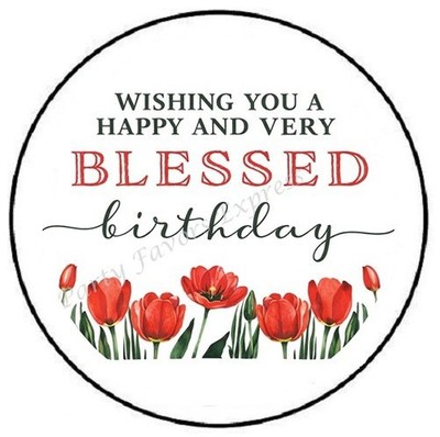 WISHING YOU A BLESSED BIRTHDAY ENVELOPE SEALS LABELS STICKERS PARTY FAVORS