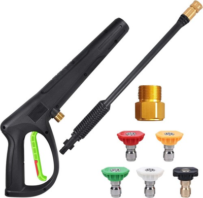 #ad Pressure Washer Gun with Extension Wand amp; 5 Spray Nozzle Tips M22 14mm Green $53.77