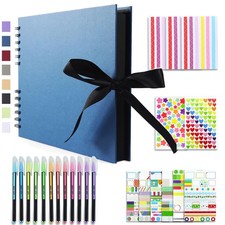 Vienrose 80 Pg DIY Photo Album Scrapbook Kit with Accessories Navy Blue Kraft 11