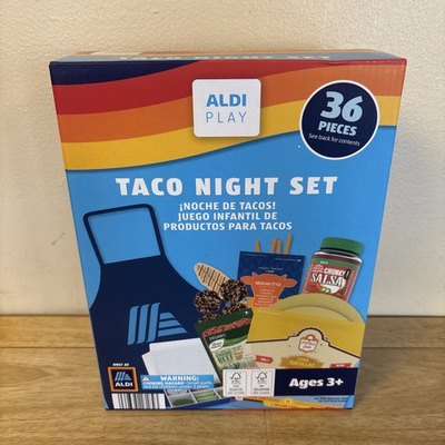 #ad Aldi TACO NIGHT SET 36pc Grocery Dinner Food Kids Toy Pretend Play Set NEW $17.99