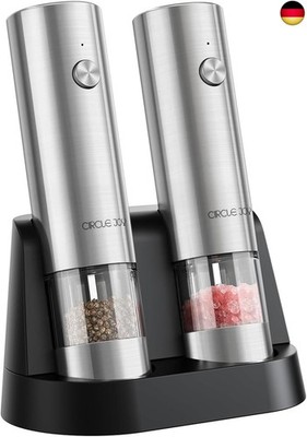 CIRCLE JOY Elektrische Salz und Pfeffermühle 2er Set Gewürzmühle aus Edelstahl m