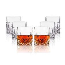 Crystal Cut Old Fashioned Whiskey Glasses Set of 2, 4, 6-10oz Ultra-Clear Pre...