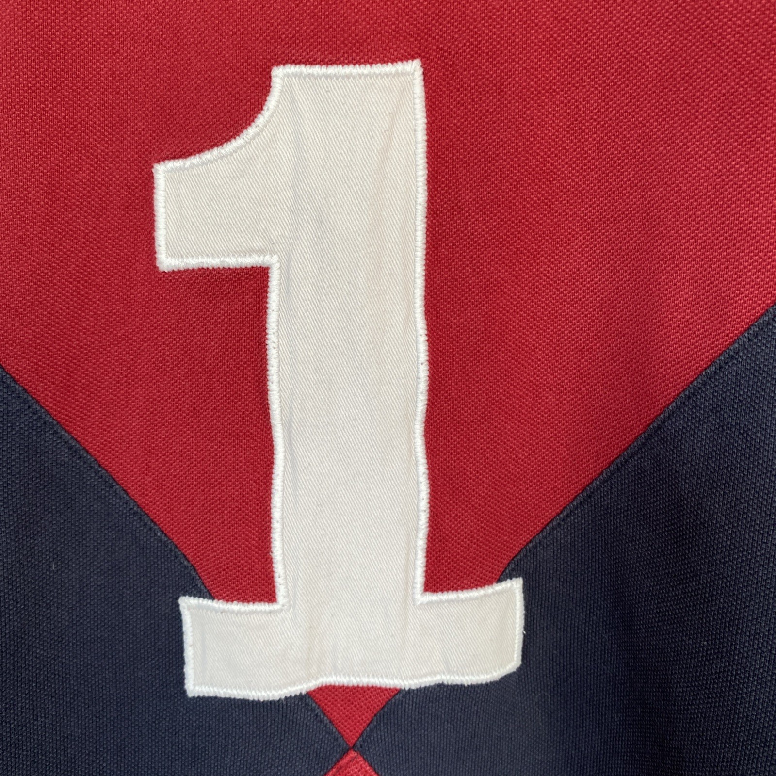 Hackett London Polo Shirt XL Navy Red Rugby Number 1 Applique Cotton Men’s image 8