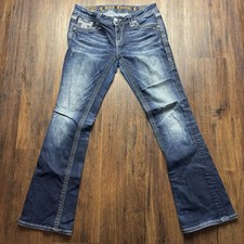 Rock Revival Maggie Boot Jeans Dark Wash Flap Pocket Women  s Size 28