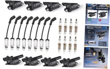 Set of 8 Ignition Coil and 8 Platinum Spark Plug with Wire Set Black